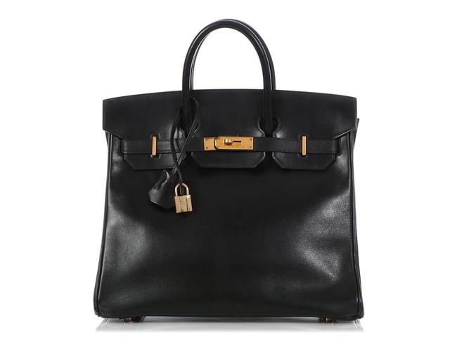 Hermes Birkin Box Hac 32 Vintage Black Calfskin Leather Satchel