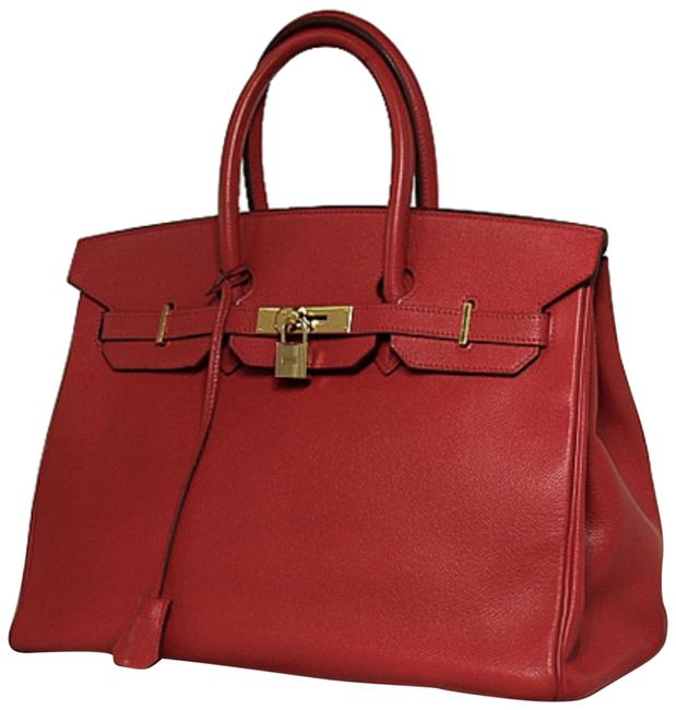 Hermes Birkin Courchevel 35 235573 Red Leather Satchel