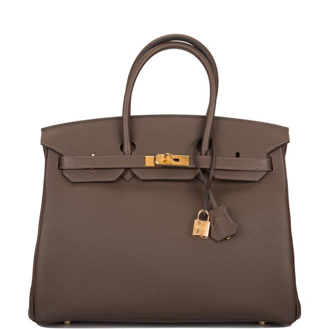 Hermes Birkin Ecorce Togo 35cm Gold Hardware Brown Leather Satchel