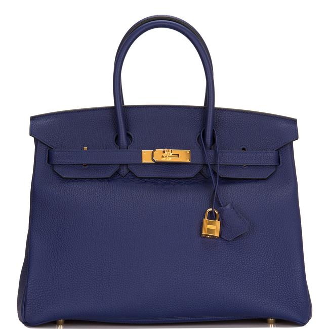 Hermes Birkin Encre Togo 35cm Gold Hardware Blue Leather Satchel