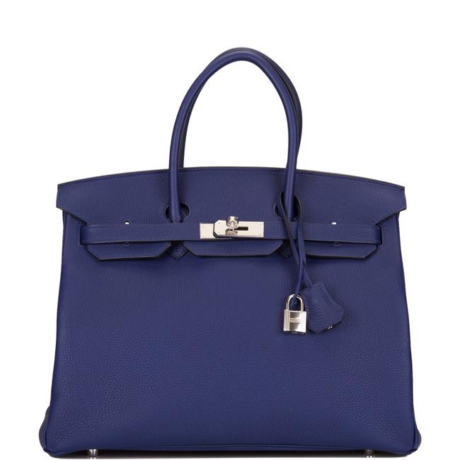 Hermes Birkin Encre Togo 35cm Palladium Hardware Blue Leather Satchel