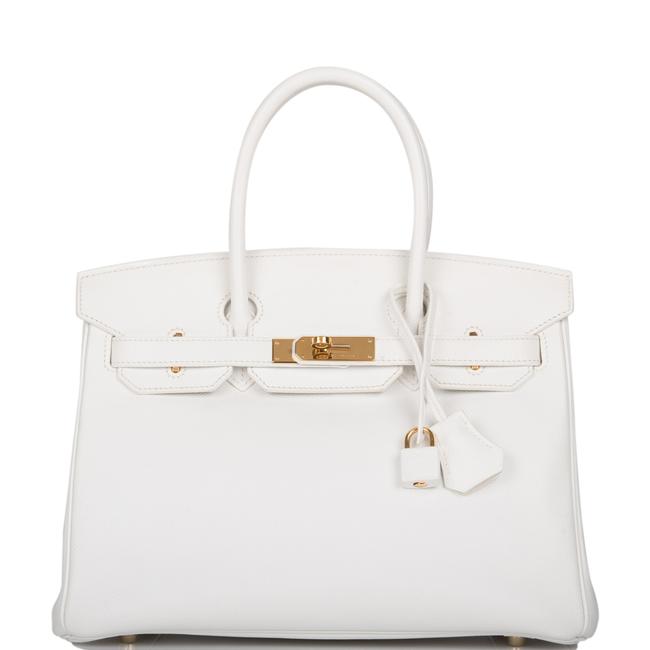 Hermes Birkin Epsom 30cm Gold Hardware White Leather Satchel