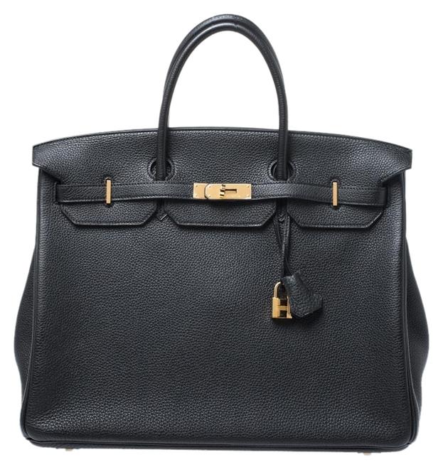 Hermes Birkin Gold Hardware 40 Black Leather Tote