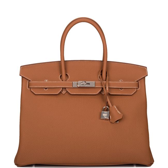Hermes Birkin Gold Togo 35cm Palladium Hardware Brown Leather Satchel