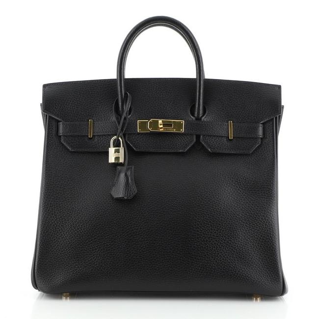Hermes Birkin Hac Ardennes with Gold Hardware 32 Noir Black Leather Satchel