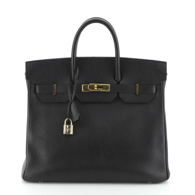 Hermes Birkin Hac Ardennes with Gold Hardware 32 Noir Leather Satchel
