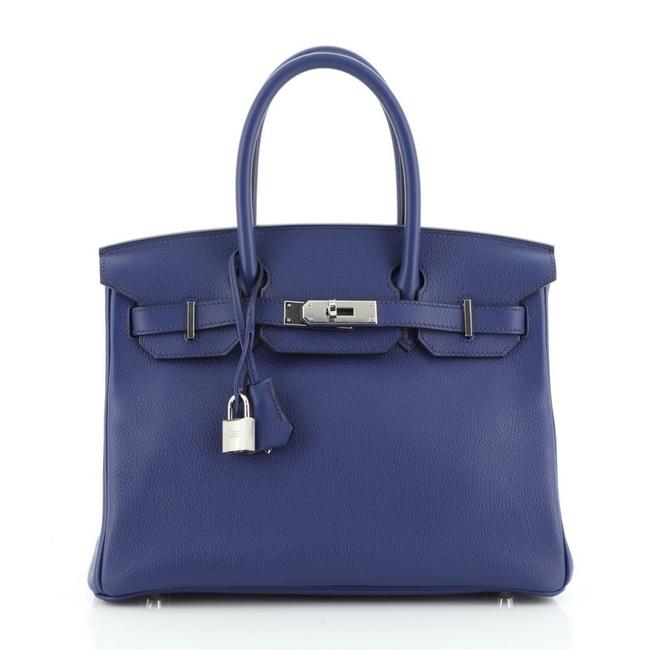 Hermes Birkin Handbag Bleu Saphir Novillo with Palladium Hardware 30 Tote