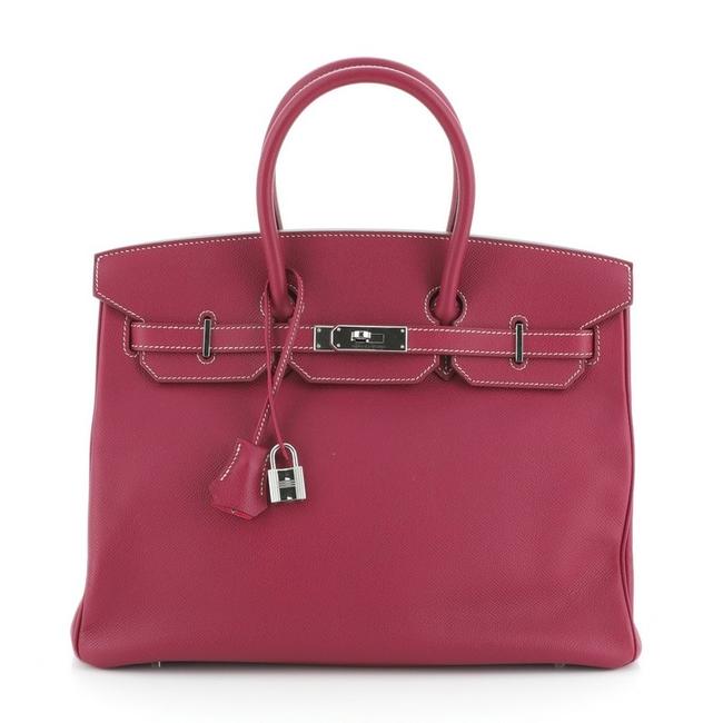 Hermes Birkin Handbag Epsom 35 Candy ToscaRose Tyrien Leather Tote