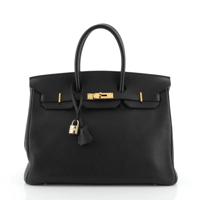 Hermes Birkin Handbag Noir Togo with Gold Hardware 35 Black Leather Satchel