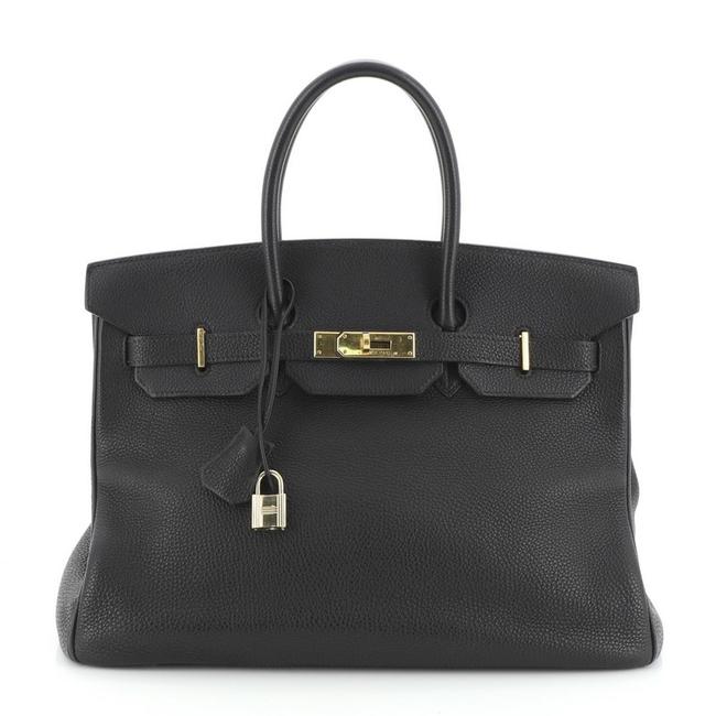 Hermes Birkin Handbag Noir Togo with Gold Hardware 35 Black Leather Tote