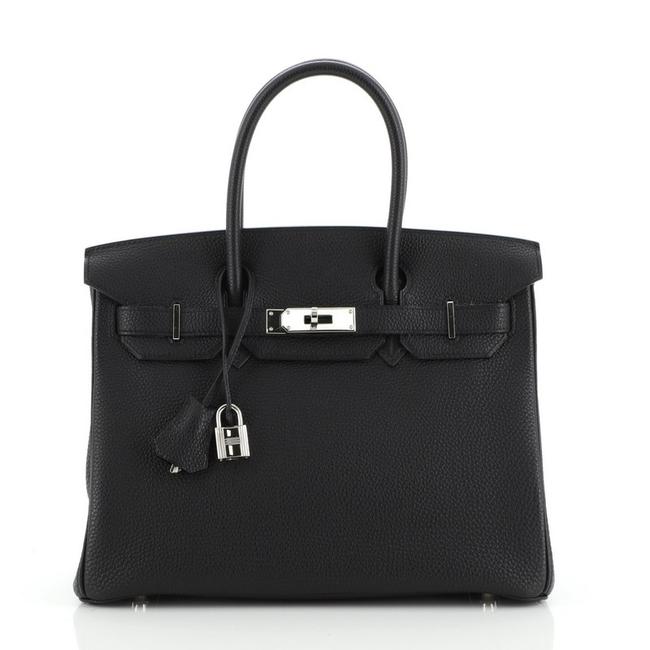Hermes Birkin Handbag Noir Togo with Palladium Hardware 30 Black Leather Tote