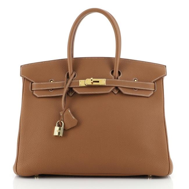 Hermes Birkin Handbag Togo with Hardware 35 Gold Brown Leather Satchel
