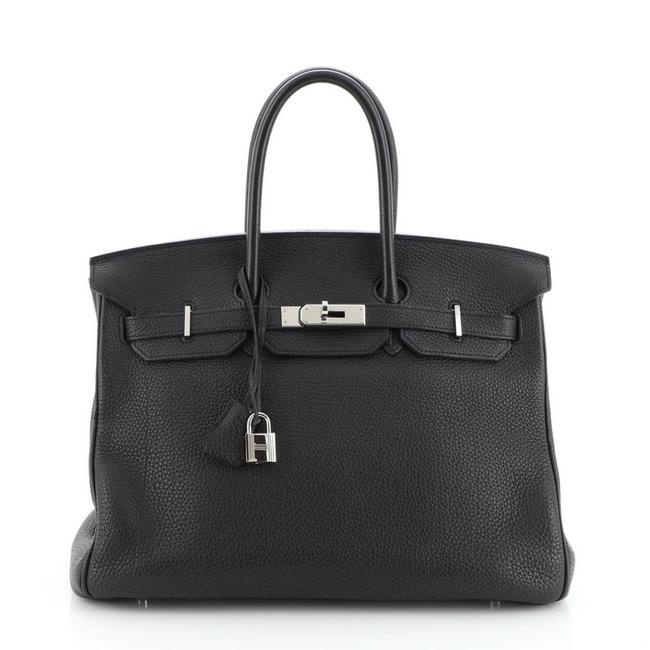 Hermes Birkin Handbag Togo with Palladium Hardware 35 Noir Leather Satchel
