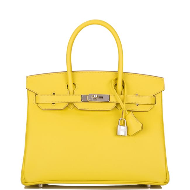 Hermes Birkin Lime Epsom 30cm Palladium Hardware Yellow Leather Satchel