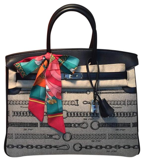 Hermes Birkin New Toile De Camp Dechainee Canvas 35cm Black Leather Tote