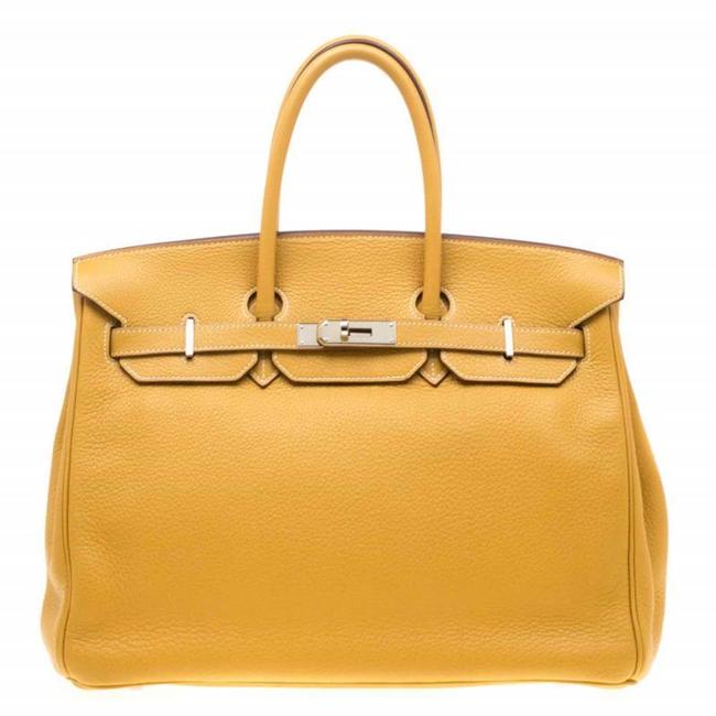 Hermes Birkin Soleil Togo Palladium Hardware 35 Yellow Leather Tote