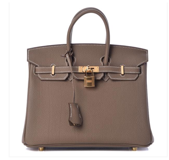Hermes Birkin Togo 25 Etoupe Satchel