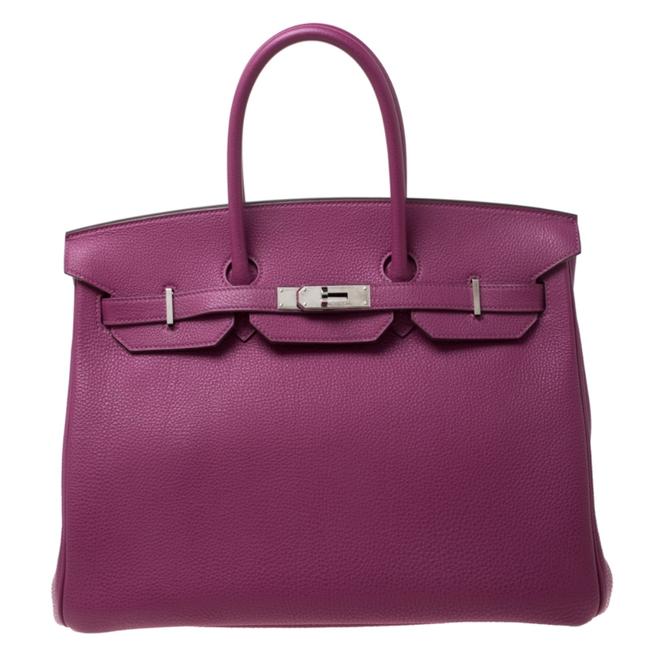 Hermes Birkin Tosca Togo Palladium Hardware 35 Purple Leather Tote