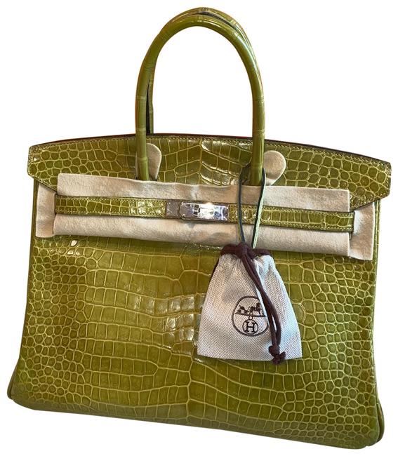 Hermes Birkin W 35 WCities K6 GrannyGreen Porosus Crocodile Satchel