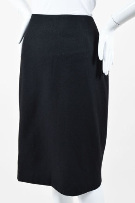 Hermes Black Camel Hair Wool Knee Length Straight Pencil Skirt