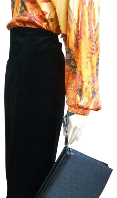 Hermes Black Velvet Pencil Skirt 
