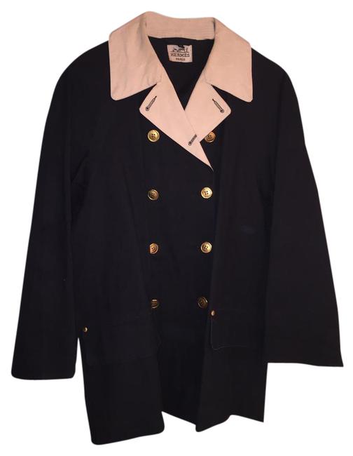 Hermes Black White Beige Blue Gold Rain Coat 