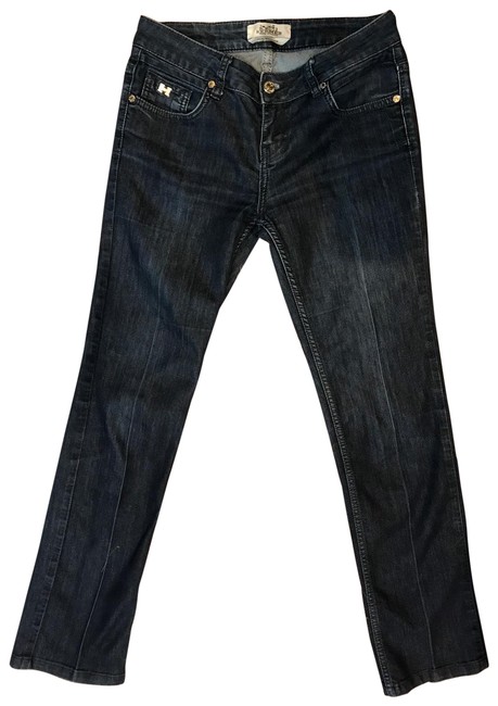 Hermes Blue Dark Rinse Cropped Skinny Jeans 
