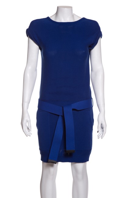 Hermes Blue Knit Sweater Short Casual Dress 