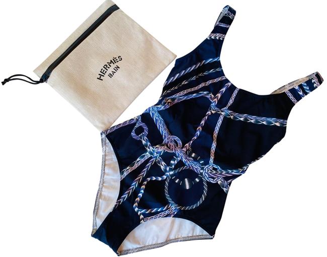 Hermes Blue Multicolor Swimsuit Swimwear One piece Bathing Suit 