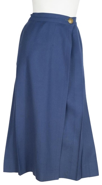 Hermes Blue Wool Vintage 42 Skirt 