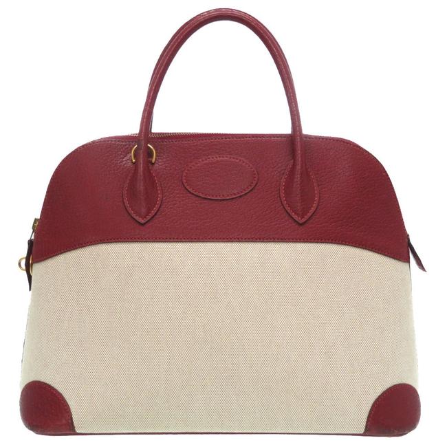 Hermes Bolid 35 Towal Ash Chable Handbag Rouge H Toile Satchel