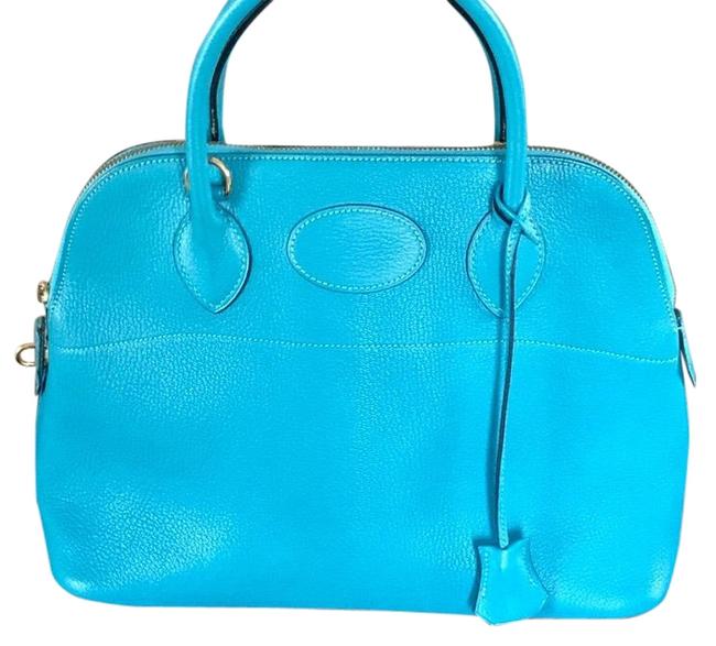 Hermes Bolide 31 Blue Leather Satchel