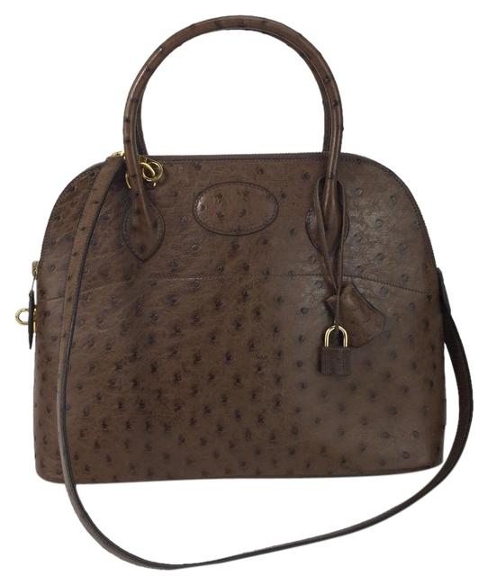 Hermes Bolide 31 Brown Ostrich Leather Satchel