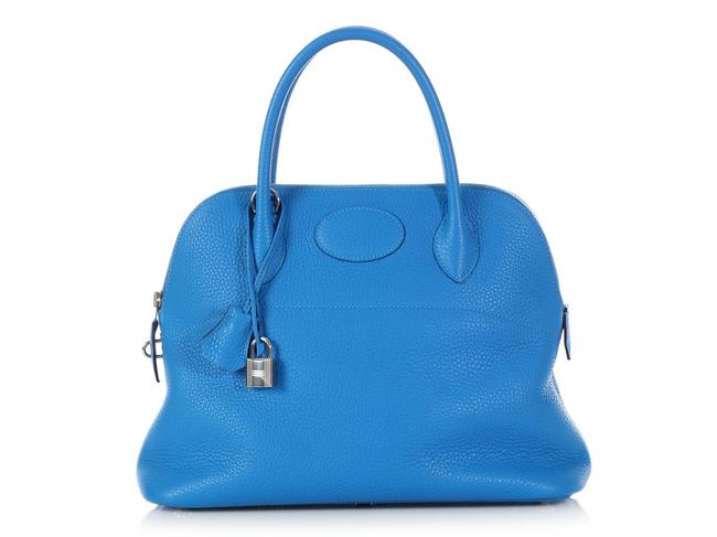 Hermes Bolide 31 Clemence Bleu Hydra Blue Leather Satchel