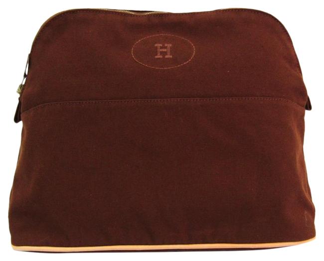 Hermes Bolide Gm Womens Brown Cotton Clutch