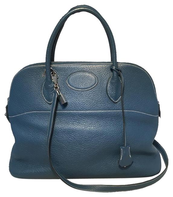 Hermes Bolide Handbag Blue Clemence Leather Shoulder Bag