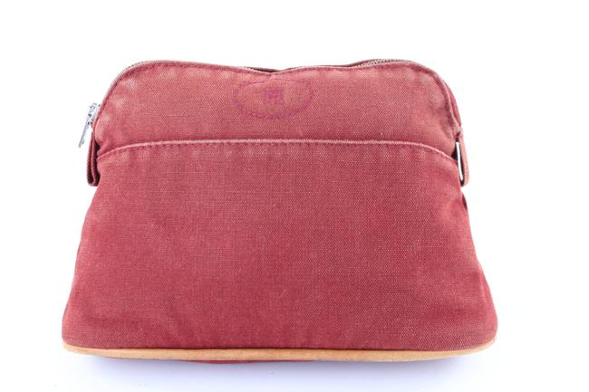 Hermes Bolide Pouch 3hj0111 Red Canvas Clutch