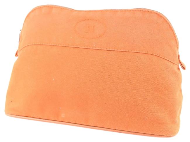 Hermes Bollido Pouch 25 Ladies Orange Cotton Canvas Clutch