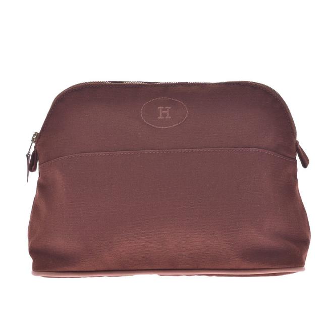 Hermes Bored Pouch Mm Unisex Brown Canvas Clutch