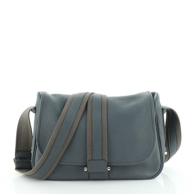 Hermes Bourlingue Clemence Blue Leather Messenger Bag