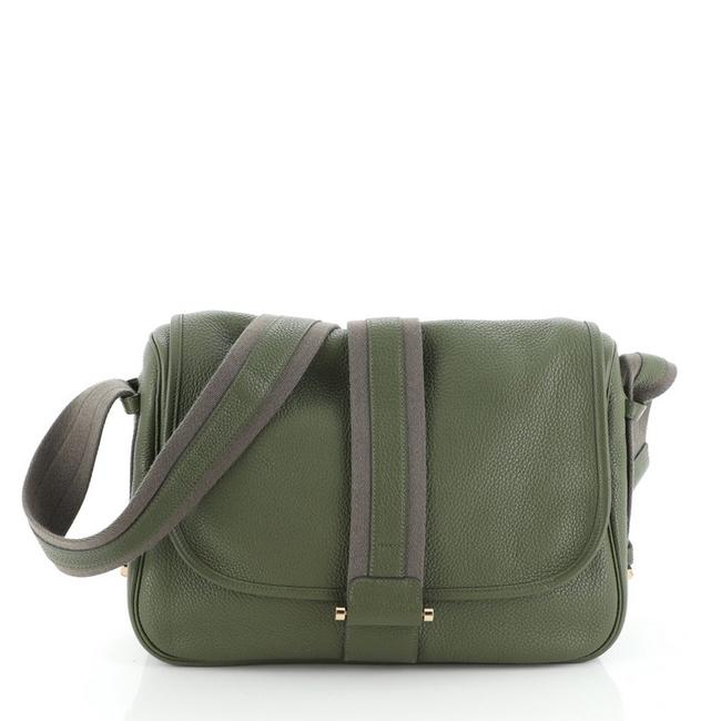 Hermes Bourlingue Clemence Green Leather Messenger Bag