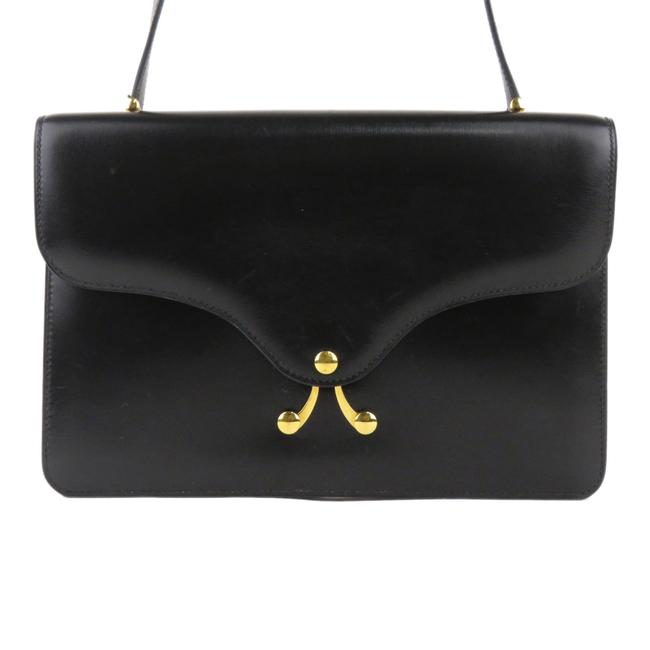 Hermes Box Calf Black Leather Cross Body Bag