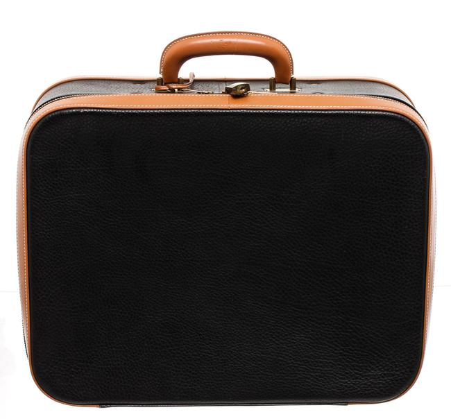 Hermes Brown Pebbled Suitcase Black Leather WeekendTravel Bag