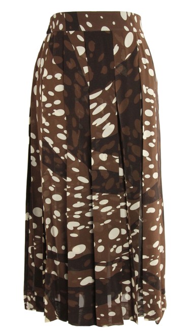 Hermes Brown Pleated Dotted Silk Skirt 