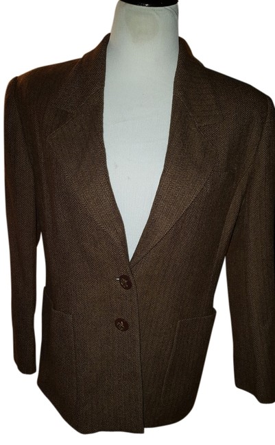 Hermes Browns Herringbone Vintage Eur 42 Blazer 