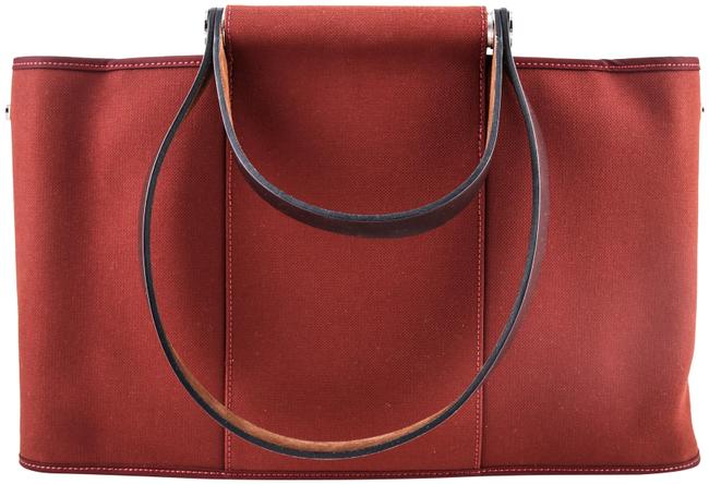 Hermes Cabag 39 Rubis Red Toile Shoulder Bag
