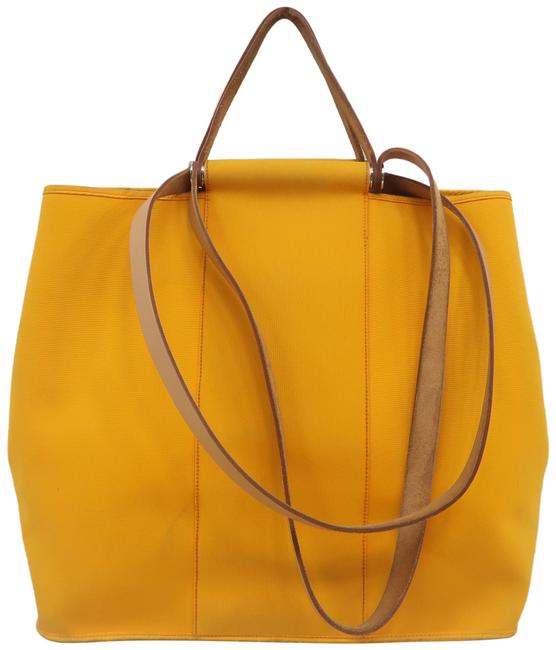 Hermes Cabag Elan Satchel Orange Canvas Tote