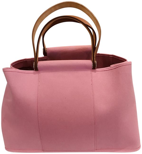 Hermes Cabag Toile 39 Pink Canvas Tote