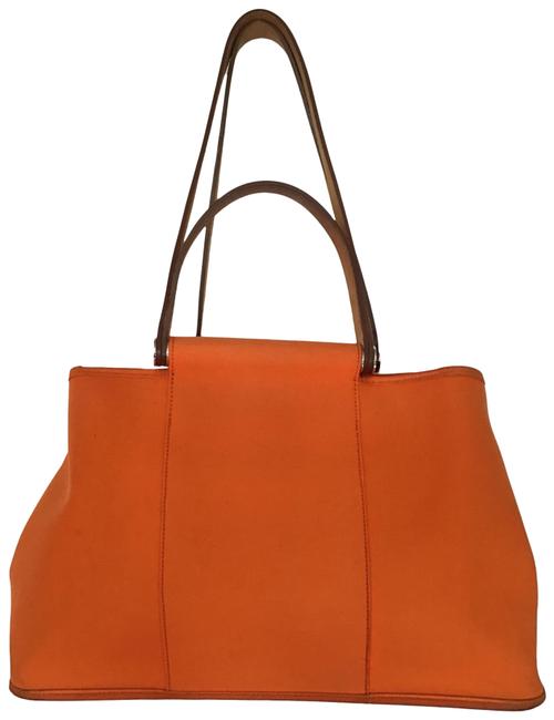 Hermes Cabag Toile Orange Canvas Tote