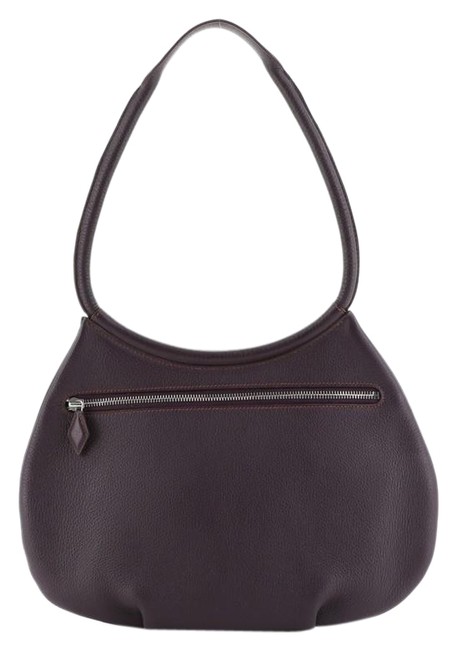 Hermes Cacahuete Handbag Purple Leather Shoulder Bag